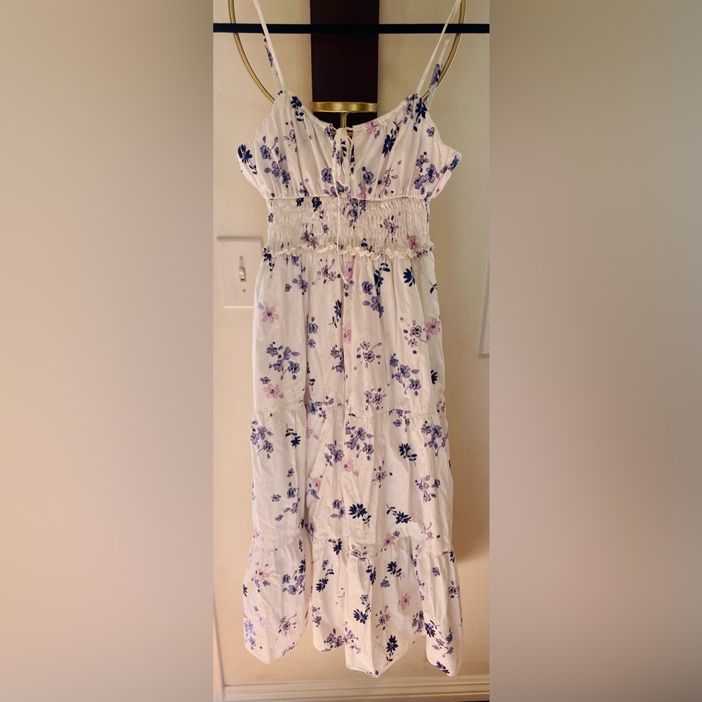WAYF Floral White and Purple Women's Dress